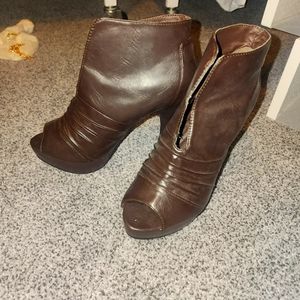 Brown bootie heels